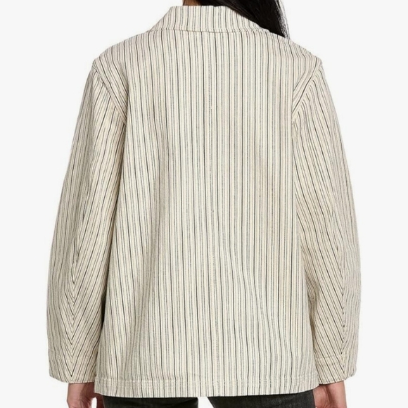 Rebecca Taylor Striped Utilitarian Field Jacket Cotton Twill Sz M As Seen On TV - Picture 5 of 13